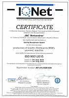 Certificate ISO 9001-2015 Borisovdrev JSC