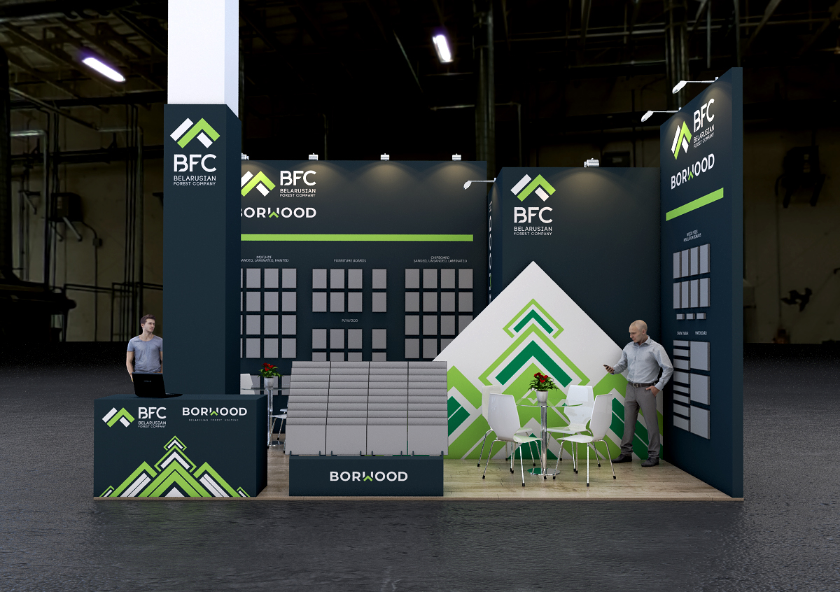 Stand of JSC Belarusian Forest Company at Interzum-2019 / Стенд ОАО "Белорусская лесная компания" на выставке Interzum-2019